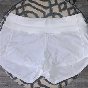 White Lululemon Speed Up Shorts 2.5”